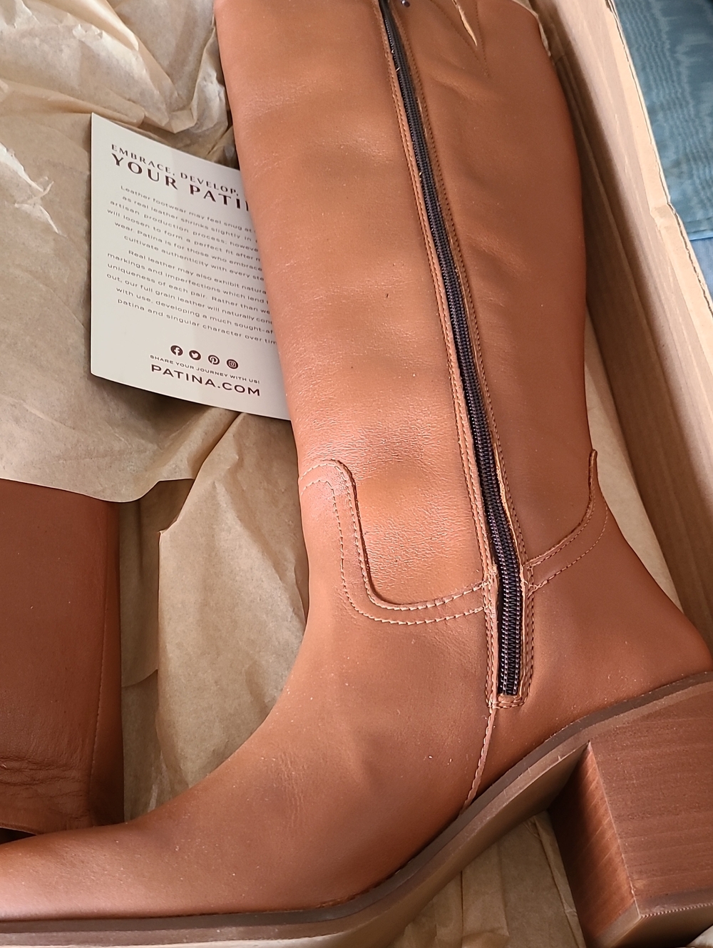 Mid-Calf Tan Leather Zip-Heel Women's Boot